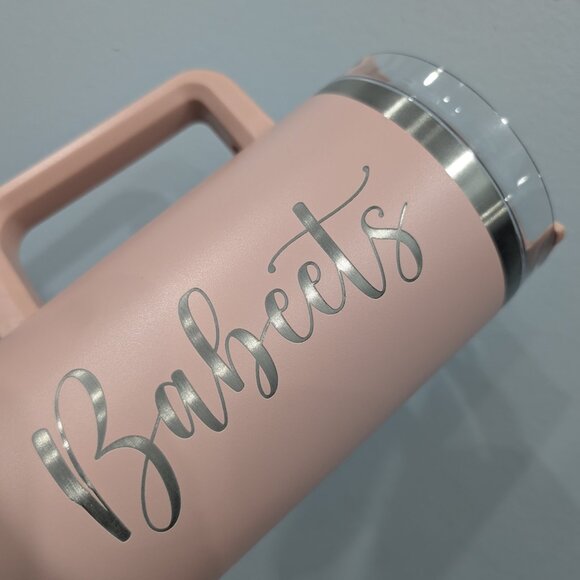 40oz White Engraved Tumbler – Personalized with Name or Date, Custom Gift - Picture 4 of 4